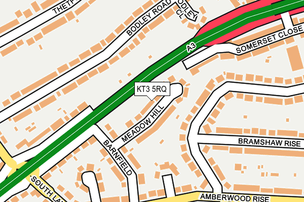 KT3 5RQ map - OS OpenMap – Local (Ordnance Survey) KT3 5RQ map - OS OpenMap – Local (Ordnance Survey)