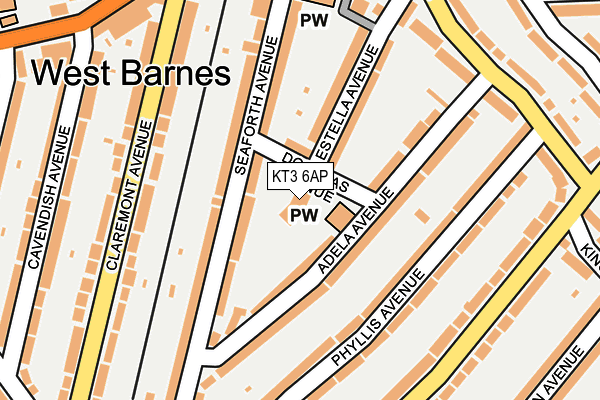 KT3 6AP map - OS OpenMap – Local (Ordnance Survey) KT3 6AP map - OS OpenMap – Local (Ordnance Survey)
