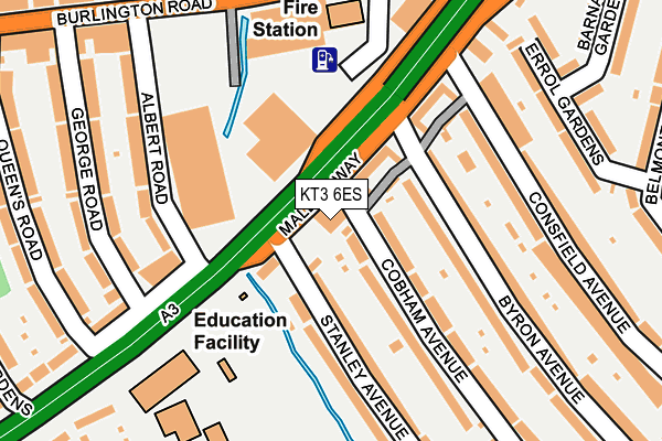 KT3 6ES map - OS OpenMap – Local (Ordnance Survey) KT3 6ES map - OS OpenMap – Local (Ordnance Survey)