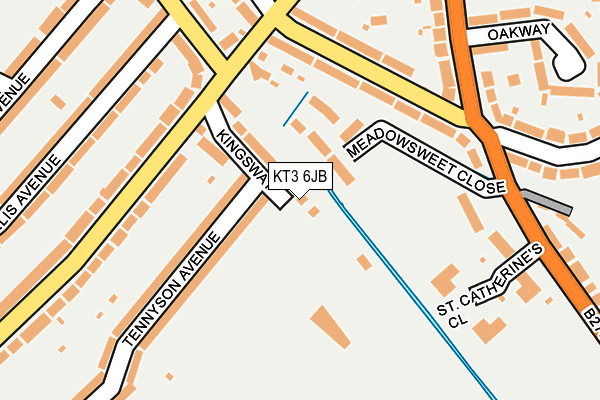 KT3 6JB map - OS OpenMap – Local (Ordnance Survey) KT3 6JB map - OS OpenMap – Local (Ordnance Survey)
