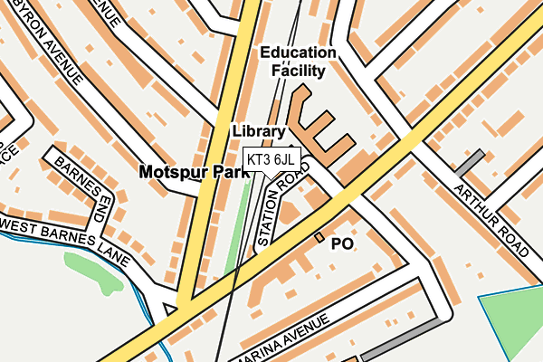 KT3 6JL map - OS OpenMap – Local (Ordnance Survey) KT3 6JL map - OS OpenMap – Local (Ordnance Survey)