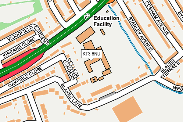 KT3 6NU map - OS OpenMap – Local (Ordnance Survey) KT3 6NU map - OS OpenMap – Local (Ordnance Survey)
