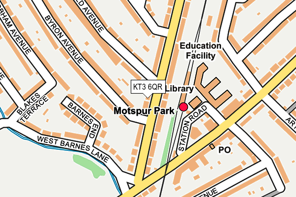 KT3 6QR map - OS OpenMap – Local (Ordnance Survey) KT3 6QR map - OS OpenMap – Local (Ordnance Survey)