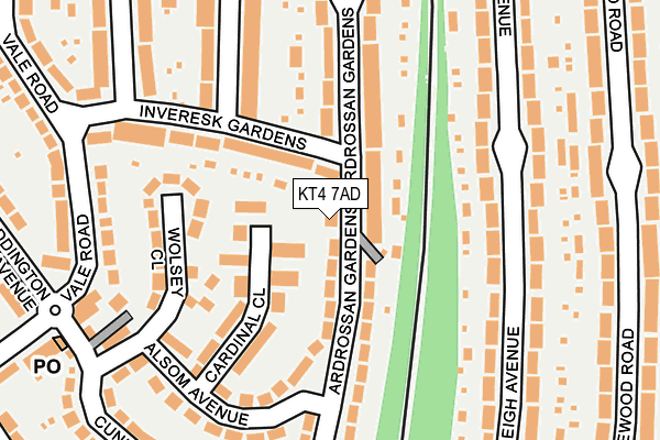 KT4 7AD map - OS OpenMap – Local (Ordnance Survey) KT4 7AD map - OS OpenMap – Local (Ordnance Survey)
