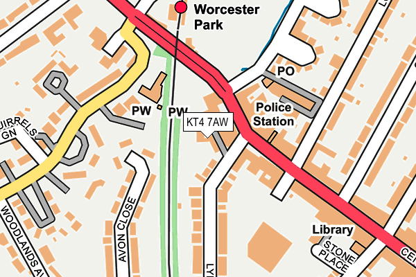 KT4 7AW map - OS OpenMap – Local (Ordnance Survey) KT4 7AW map - OS OpenMap – Local (Ordnance Survey)