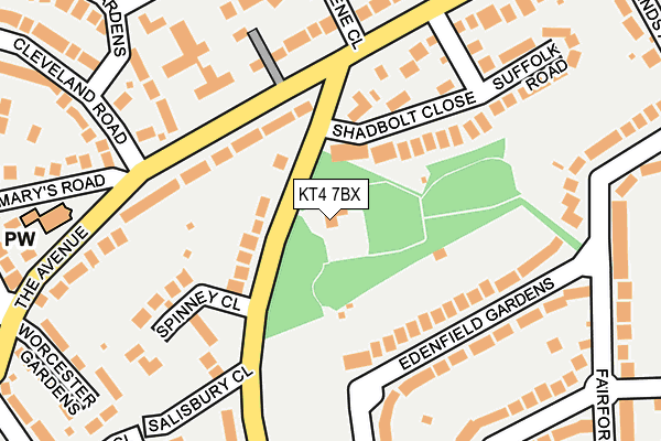 KT4 7BX map - OS OpenMap – Local (Ordnance Survey) KT4 7BX map - OS OpenMap – Local (Ordnance Survey)