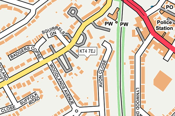 KT4 7EJ map - OS OpenMap – Local (Ordnance Survey) KT4 7EJ map - OS OpenMap – Local (Ordnance Survey)