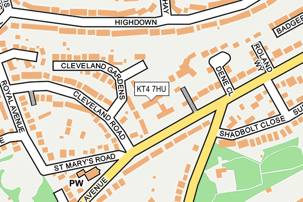 KT4 7HU map - OS OpenMap – Local (Ordnance Survey) KT4 7HU map - OS OpenMap – Local (Ordnance Survey)