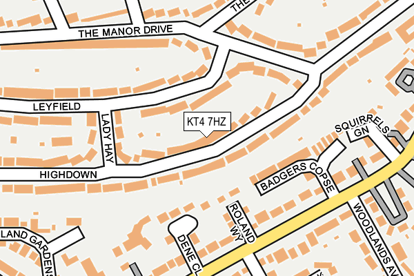 KT4 7HZ map - OS OpenMap – Local (Ordnance Survey) KT4 7HZ map - OS OpenMap – Local (Ordnance Survey)