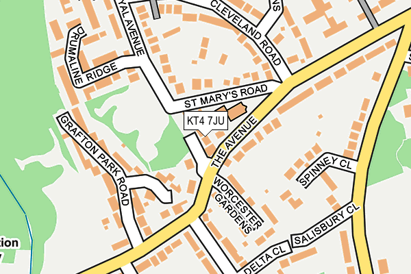 KT4 7JU map - OS OpenMap – Local (Ordnance Survey) KT4 7JU map - OS OpenMap – Local (Ordnance Survey)