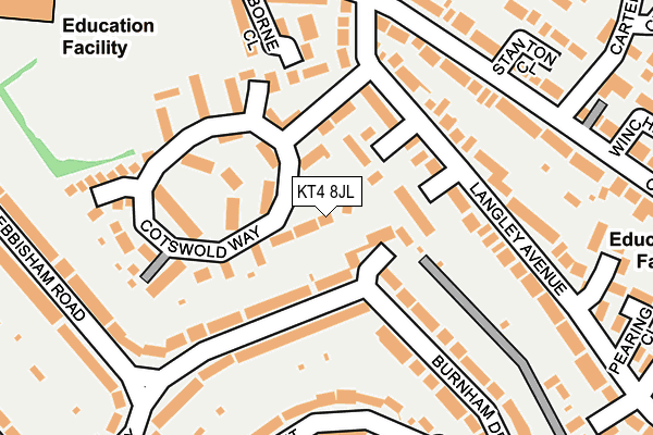 KT4 8JL map - OS OpenMap – Local (Ordnance Survey) KT4 8JL map - OS OpenMap – Local (Ordnance Survey)