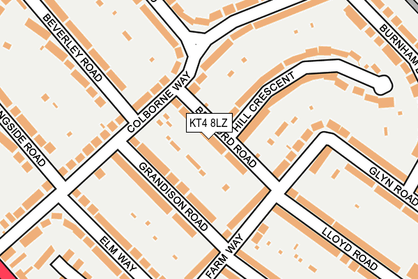 KT4 8LZ map - OS OpenMap – Local (Ordnance Survey) KT4 8LZ map - OS OpenMap – Local (Ordnance Survey)
