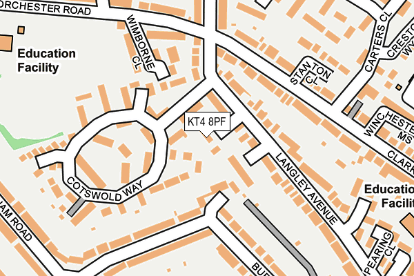 KT4 8PF map - OS OpenMap – Local (Ordnance Survey) KT4 8PF map - OS OpenMap – Local (Ordnance Survey)