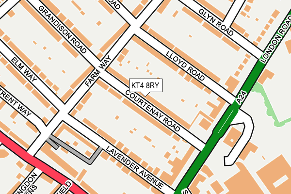 KT4 8RY map - OS OpenMap – Local (Ordnance Survey) KT4 8RY map - OS OpenMap – Local (Ordnance Survey)