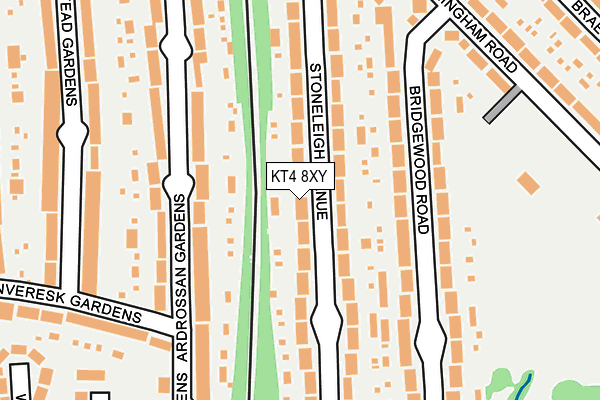 KT4 8XY map - OS OpenMap – Local (Ordnance Survey) KT4 8XY map - OS OpenMap – Local (Ordnance Survey)