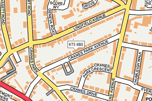 KT5 8BS map - OS OpenMap – Local (Ordnance Survey) KT5 8BS map - OS OpenMap – Local (Ordnance Survey)
