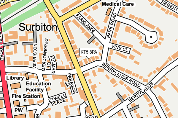KT5 8PA map - OS OpenMap – Local (Ordnance Survey) KT5 8PA map - OS OpenMap – Local (Ordnance Survey)