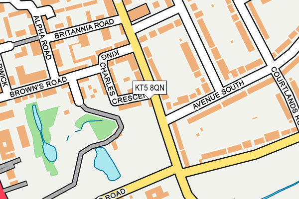 KT5 8QN map - OS OpenMap – Local (Ordnance Survey) KT5 8QN map - OS OpenMap – Local (Ordnance Survey)