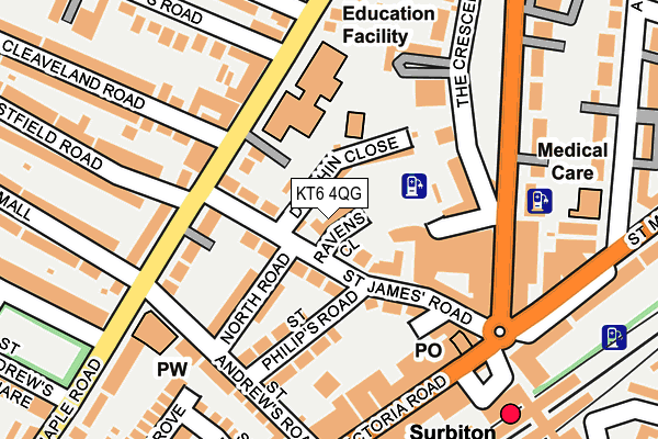 KT6 4QG map - OS OpenMap – Local (Ordnance Survey) KT6 4QG map - OS OpenMap – Local (Ordnance Survey)