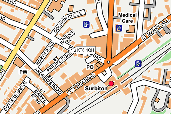 KT6 4QH map - OS OpenMap – Local (Ordnance Survey) KT6 4QH map - OS OpenMap – Local (Ordnance Survey)