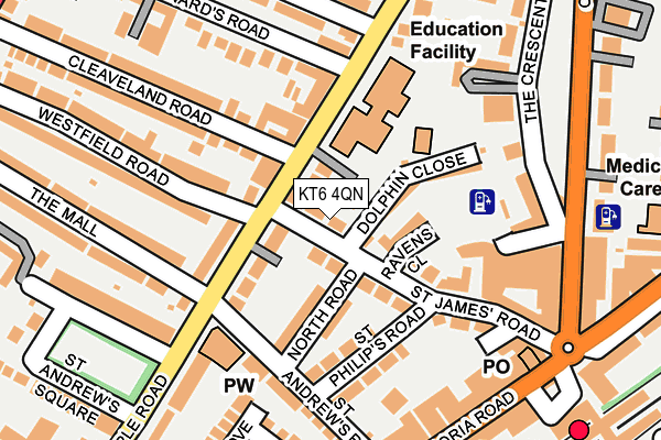 KT6 4QN map - OS OpenMap – Local (Ordnance Survey) KT6 4QN map - OS OpenMap – Local (Ordnance Survey)