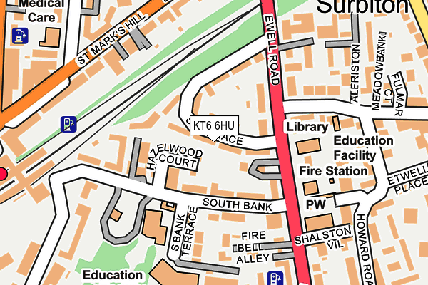 KT6 6HU map - OS OpenMap – Local (Ordnance Survey) KT6 6HU map - OS OpenMap – Local (Ordnance Survey)