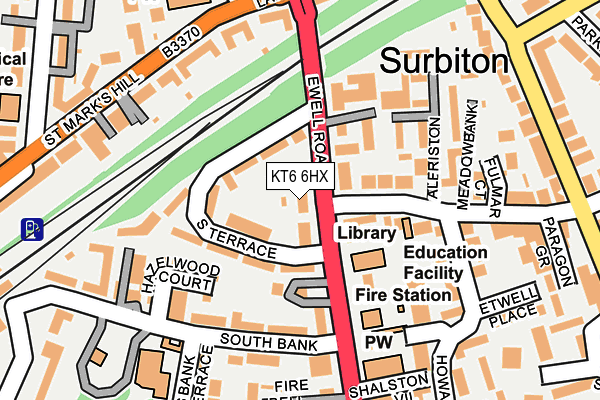 KT6 6HX map - OS OpenMap – Local (Ordnance Survey) KT6 6HX map - OS OpenMap – Local (Ordnance Survey)