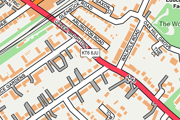 KT6 6JU map - OS OpenMap – Local (Ordnance Survey) KT6 6JU map - OS OpenMap – Local (Ordnance Survey)