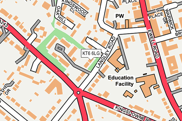 KT6 6LG map - OS OpenMap – Local (Ordnance Survey) KT6 6LG map - OS OpenMap – Local (Ordnance Survey)