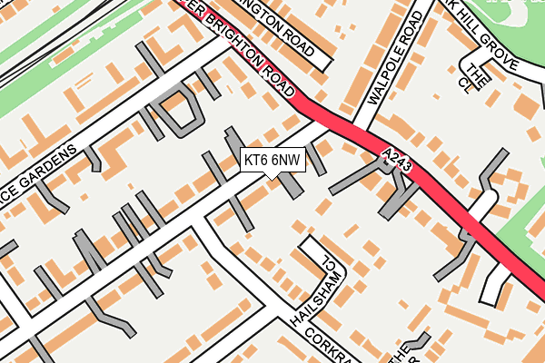 KT6 6NW map - OS OpenMap – Local (Ordnance Survey) KT6 6NW map - OS OpenMap – Local (Ordnance Survey)