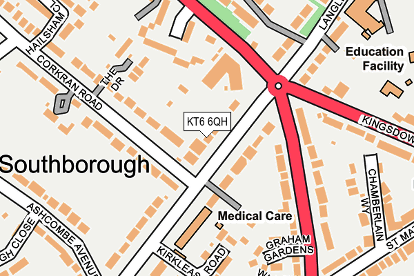 KT6 6QH map - OS OpenMap – Local (Ordnance Survey) KT6 6QH map - OS OpenMap – Local (Ordnance Survey)