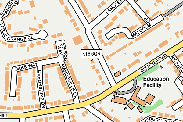 KT6 6QR map - OS OpenMap – Local (Ordnance Survey) KT6 6QR map - OS OpenMap – Local (Ordnance Survey)