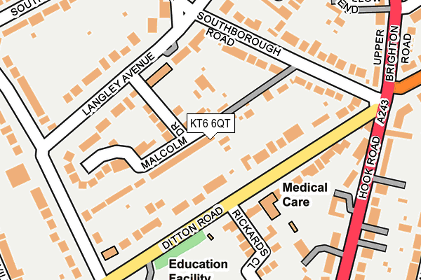 KT6 6QT map - OS OpenMap – Local (Ordnance Survey) KT6 6QT map - OS OpenMap – Local (Ordnance Survey)