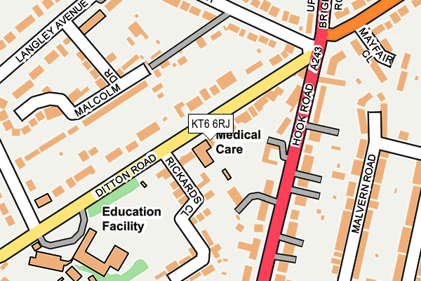 KT6 6RJ map - OS OpenMap – Local (Ordnance Survey) KT6 6RJ map - OS OpenMap – Local (Ordnance Survey)