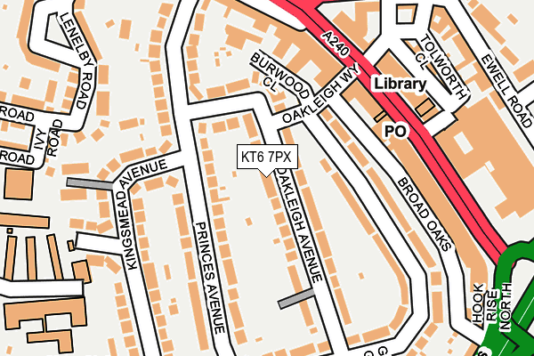 KT6 7PX map - OS OpenMap – Local (Ordnance Survey) KT6 7PX map - OS OpenMap – Local (Ordnance Survey)