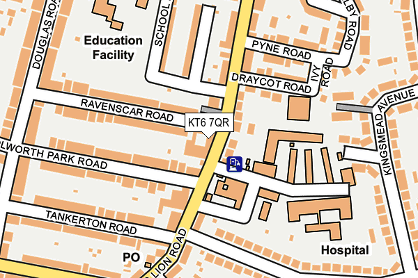 KT6 7QR map - OS OpenMap – Local (Ordnance Survey) KT6 7QR map - OS OpenMap – Local (Ordnance Survey)