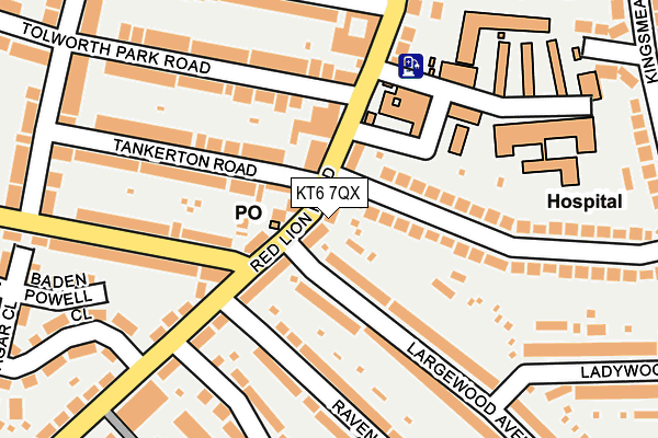KT6 7QX map - OS OpenMap – Local (Ordnance Survey) KT6 7QX map - OS OpenMap – Local (Ordnance Survey)