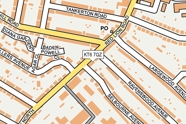 KT6 7QZ map - OS OpenMap – Local (Ordnance Survey) KT6 7QZ map - OS OpenMap – Local (Ordnance Survey)