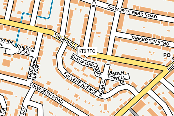 KT6 7TQ map - OS OpenMap – Local (Ordnance Survey) KT6 7TQ map - OS OpenMap – Local (Ordnance Survey)