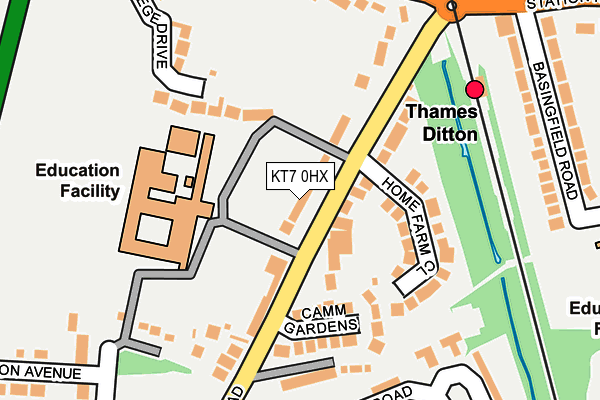 KT7 0HX map - OS OpenMap – Local (Ordnance Survey)