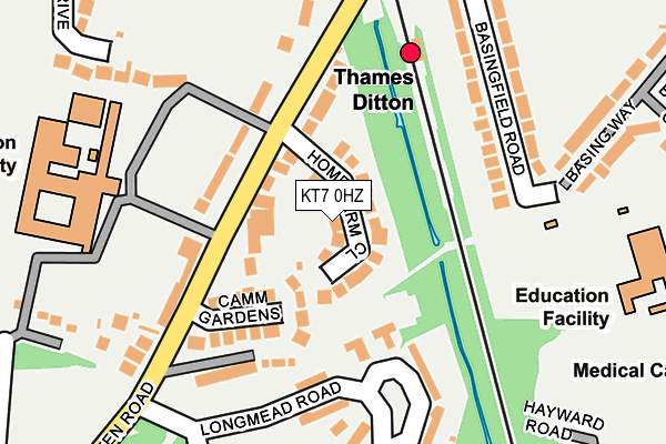 KT7 0HZ map - OS OpenMap – Local (Ordnance Survey)