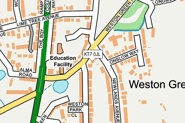 KT7 0JL map - OS OpenMap – Local (Ordnance Survey) KT7 0JL map - OS OpenMap – Local (Ordnance Survey)