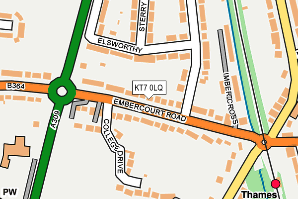 KT7 0LQ map - OS OpenMap – Local (Ordnance Survey) KT7 0LQ map - OS OpenMap – Local (Ordnance Survey)