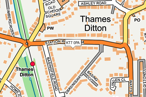 KT7 0PA map - OS OpenMap – Local (Ordnance Survey) KT7 0PA map - OS OpenMap – Local (Ordnance Survey)