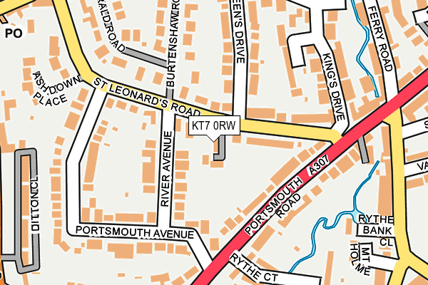 KT7 0RW map - OS OpenMap – Local (Ordnance Survey) KT7 0RW map - OS OpenMap – Local (Ordnance Survey)
