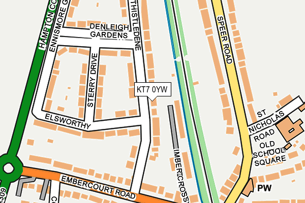 KT7 0YW map - OS OpenMap – Local (Ordnance Survey) KT7 0YW map - OS OpenMap – Local (Ordnance Survey)