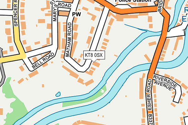 KT8 0SX map - OS OpenMap – Local (Ordnance Survey) KT8 0SX map - OS OpenMap – Local (Ordnance Survey)