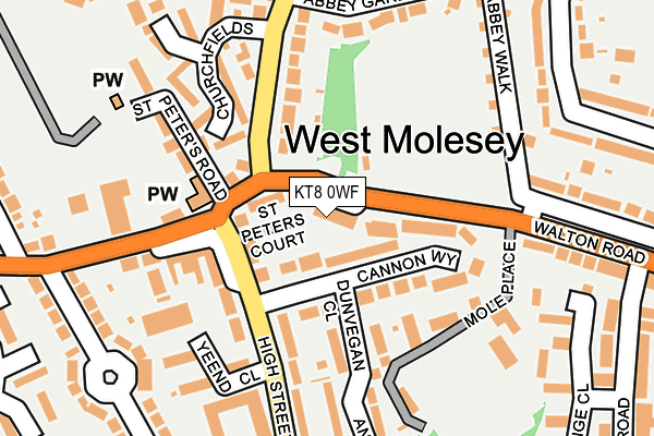KT8 0WF map - OS OpenMap – Local (Ordnance Survey)