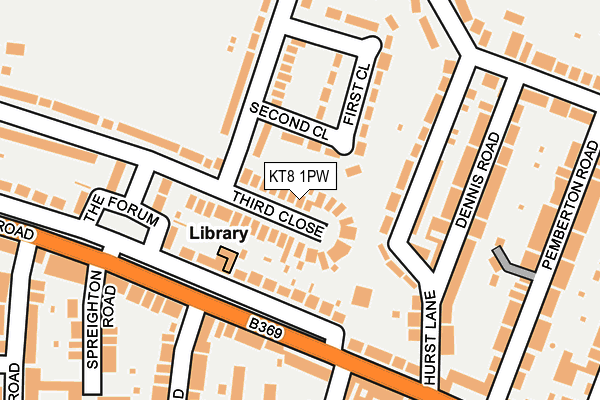 KT8 1PW map - OS OpenMap – Local (Ordnance Survey) KT8 1PW map - OS OpenMap – Local (Ordnance Survey)