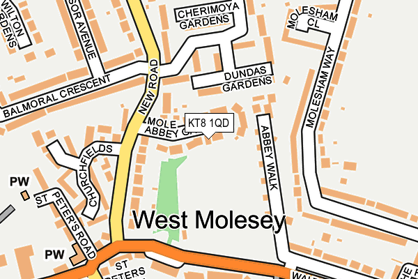 KT8 1QD map - OS OpenMap – Local (Ordnance Survey) KT8 1QD map - OS OpenMap – Local (Ordnance Survey)